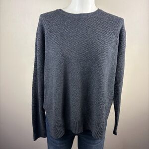Vince Cozy preppy classic 90s style wool blend Women's Charcoal Crewneck Sweater